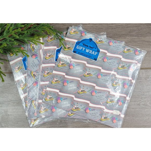 Vintage Bible Text Numbers 6:24 Gift Wrap Wrapping Paper 4 Packs NWT - Picture 1 of 12